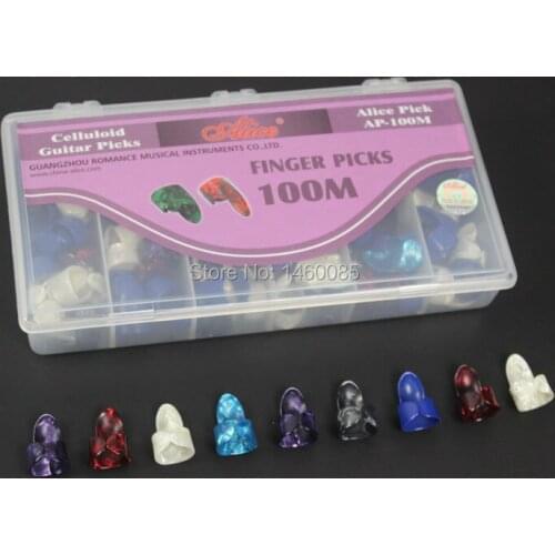 100pcs Alice AP-100M Box-packed Celluloid Guitar Picks Finger Picks With Case