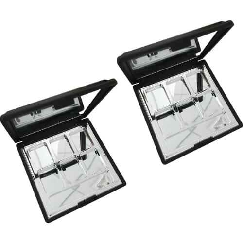 2 Pack Empty Eyeshadow Makeup Palette with Shatterproof Mirror for Eyeshadow Lipstick Blush Loose Powder (Black)