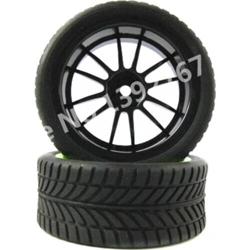 4Pcs RC Car Wheel Rim and Tire Touring Tires Flat Run Tire For 1/10 Scale Models Room Remote Control Rally Cars Traxxas HSP HPI