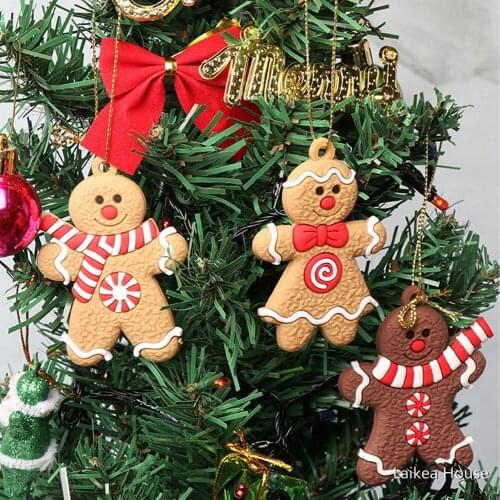 7.5CM Gingerbread Man Christmas Tree Ornaments 12PCS/Set Trees Hanging Pendant New Year Christmas Home Decoration Gifts