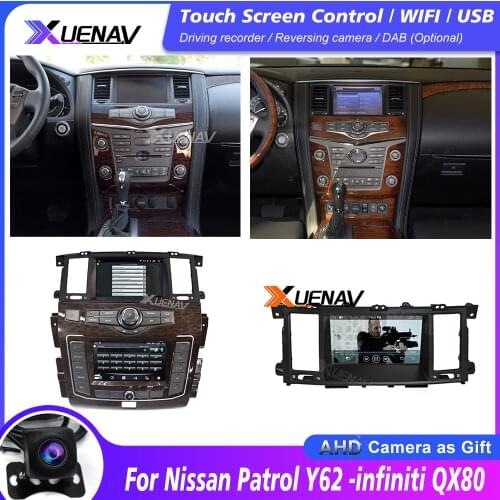 Car Radio player For Nissan Patrol Y62 -infiniti QX80 2010-2020 Dual screen car stereo multimedia GPS Navigation DVD Player