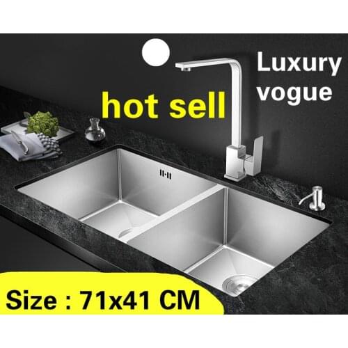Free shipping Apartment small kitchen manual sink double groove do the dishes 304 stainless steel hot sell 710x410 MM