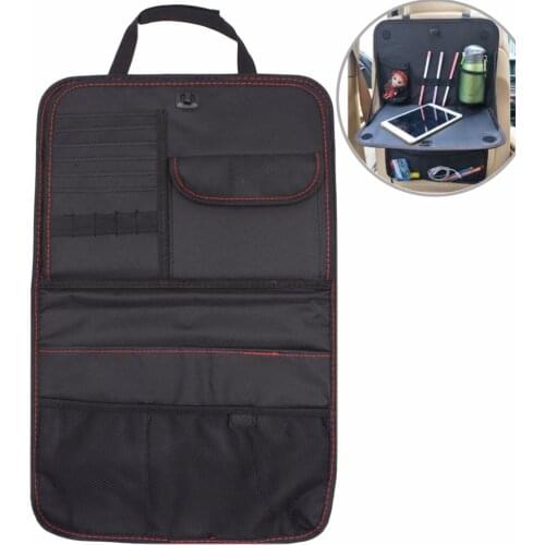Car Seat Back Organizer Cover Auto Seat Back Multi-pocket Protection Pad With Tray Foldable Table Storage Holder For Baby Kids