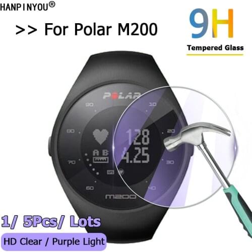 For Polar M200 GPS Sports Smart Watch Ultra Clear / Anti Purple Light 2.5D Toughened Tempered Glass Film Screen Protector Guard