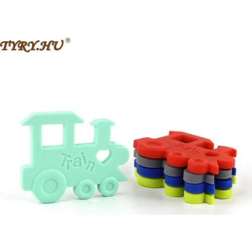 TYRY.HU 10PCS/Lot Train Silicone Teether Toy Tooth Accessory Product Gum Teething Pendant Kit Gift Food Grade Silicone BPA Free