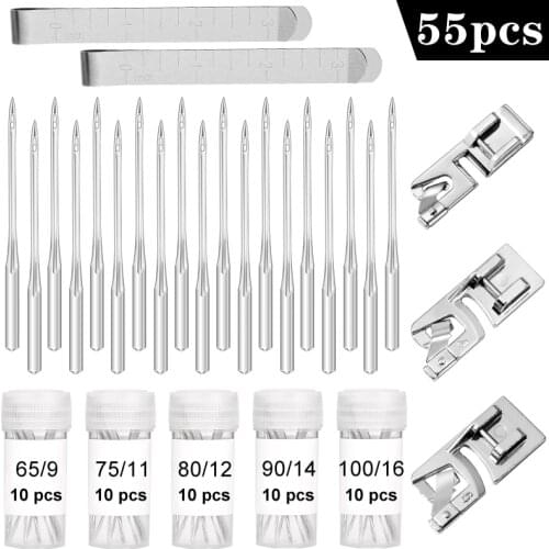 Imzay 55Pcs Household Sewing Machine Needle Sewing Clips Sewing Machine Rolled Hem Foot For Sewing Machine Accessories