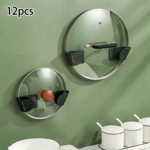 12PC Kitchen Organizer Wall-Mounted Pot Pan Lid Storage Holder Pot Lid Rack Shelf Cover Stand Home Kitchen Utensils Organization