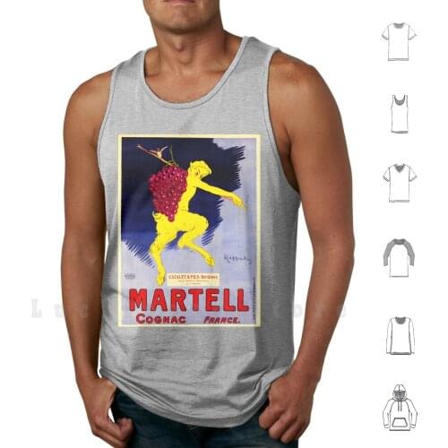 Martell Cognac France Art Deco Lithograph Poster By Leonetto Cappiello Tank Tops Vest 100% Cotton Retro Old Classical