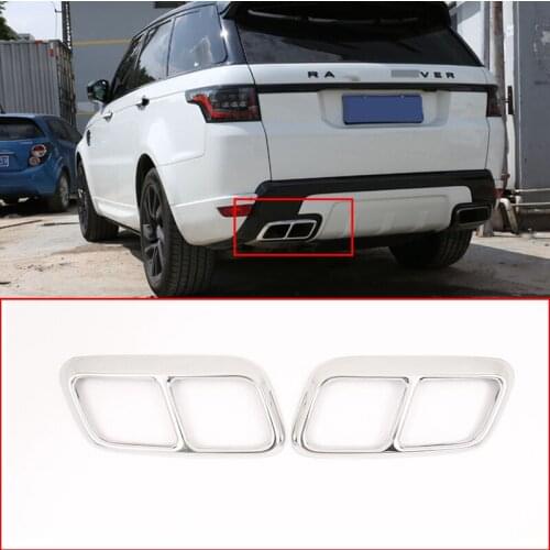 1Pair Car Tail Throat Frame Decoration Cover for Land Rover Range Rover Sport 2018 2019 Exhaust Pipe Accessories Stainless Steel