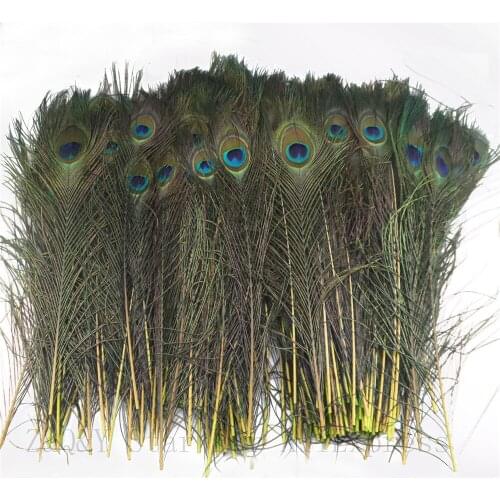 50-100PCS Natural 40-50CM (16-20 Inch) Peacock Feather Dyed Yellow DIY Decoration Craft Accessories Feather