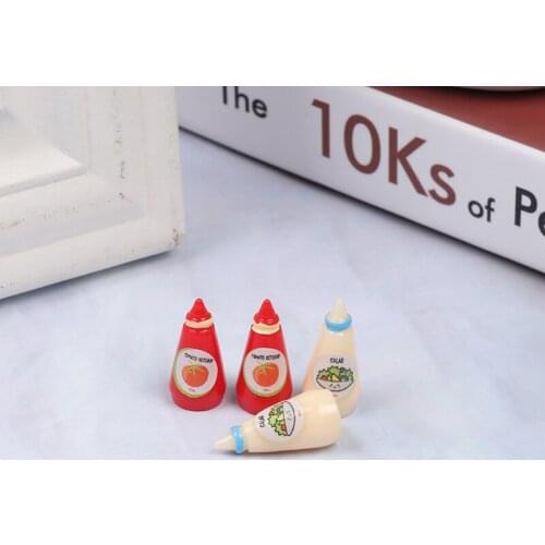 New Arrival 4pcs/set 1:12 Dollhouse Miniature Food Mini Ketchup Salad Dressing Imitation Toy Doll House Acessories