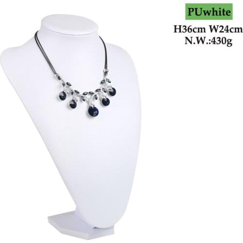 New Arrival Model Show Exhibitor 6 Options PU White Leather Jewelry Display Woman Necklaces Pendants Mannequin Jewelry Stand