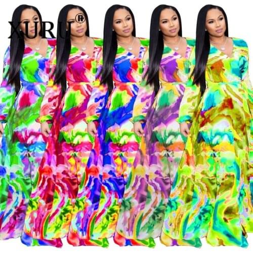 XURU 2021 Summer Dress New Style Womens Chiffon Long Dress Digital Printing Plus Size Dress S-5XL