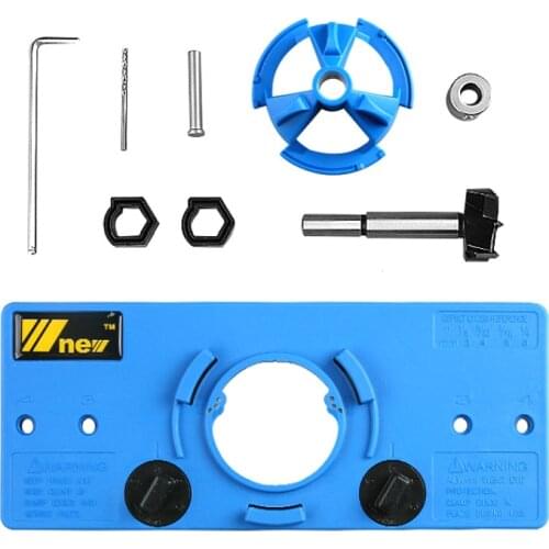 NEW Blue 35MM Cup Style Hinge Boring Jig Drill Guide Set Door Hole Template