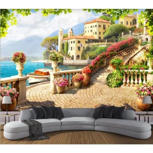 Papel de parede Garden balcony lake view background wall 3d wallpaper,bedroom KTV bar mural wall decor