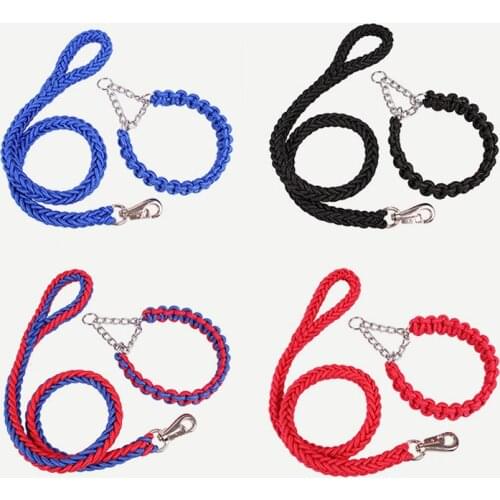 New Large Dog Leads Durable Rope Knitted Pitbull Dog Collar With P Chain Pet Leashes For Walking Running Labrador Outdoor 10A