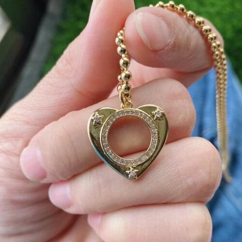 10Pcs New Style Heart Shape Zircon Inlaid Gold Plated Charms Pendant Necklace for Women Party Jewelry Gift