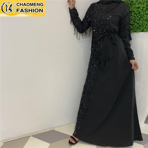 Ramadan Fashion Sequins Hijab Dress Muslim For Women Turkish Caftan Kaftan Islamic Clothing Middle East Maxi Robe Dubai Abaya