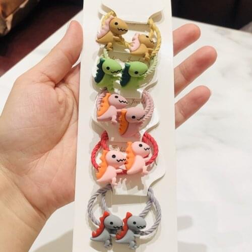 10Pcs/Set Dinosaur Hair Accessories Children Rubber Bands Scrunchies Elastic Hair Bands Girls Headband Decorations Ties Gum
