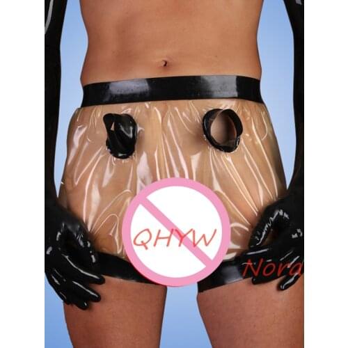 Sexy lovers lingerie unisex latex knickers spliced handmade latex underpants for men males uniform fetish costumes