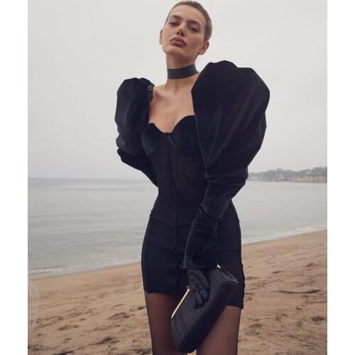 Sexy Mini Black Long Sleeve Bodycon Dress