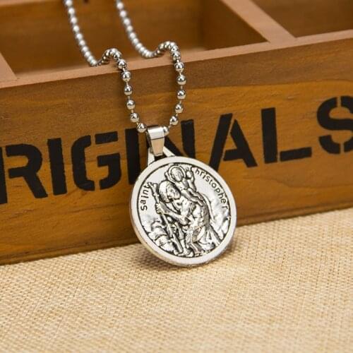 St. Christopher Protect Me Necklaces for Women,Light Gold/Silver Color Saint Christophe Pendant Religious Jewelry