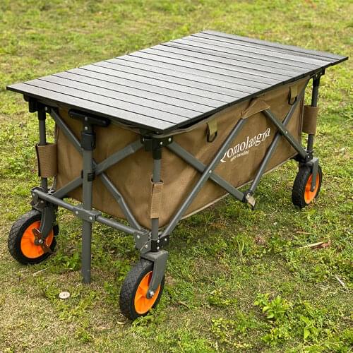 Outdoor Camping Portable Folding Roll Up Table Board for Trolley Wagon Wood Grain Aluminum Alloy Picnic Desk Top Glamping Gear