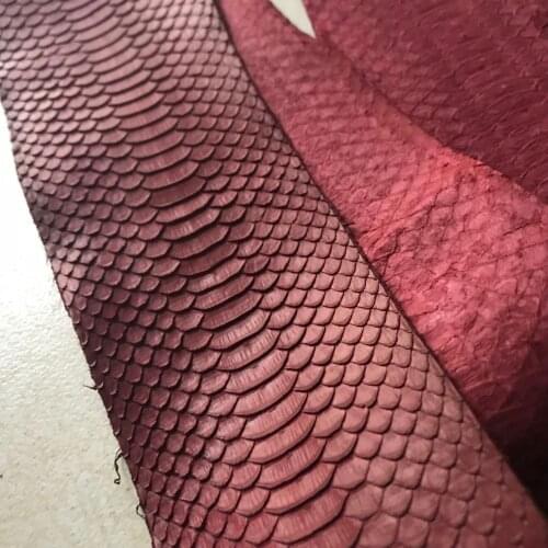 SP009 Dark Red Water Snake Skin for Leather DIY Shoe Making Material