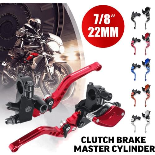 7/8'' 22mm 1 pair Universal Motorcycle Moto Handlebar Lever Master Cylinder Levers Hydraulic Brake Pump Clutch Handle Reservoir