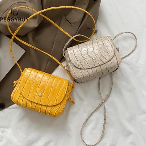 Vintage Women Stone Pattern PU Leather Pure Color Shoulder Crossbody Messenger Bag Casual Ladies Mini Handbags Flap Purse