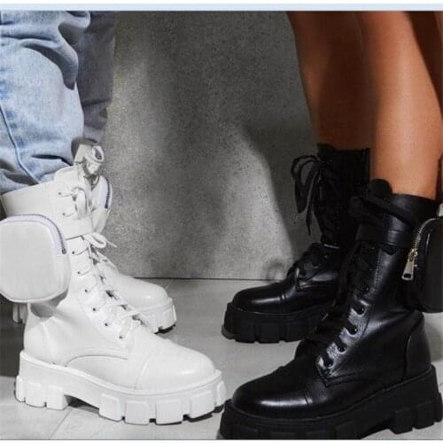 Fashion Platform Boots Women Chunky Heels Ankle Boots Autumn Winter Motorcycle Female Botas Mujer Plus Size 35-43 Botas Mujer