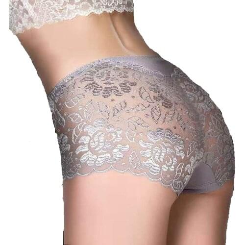 Big Size Lace Panty For Women Transparent Seamless Briefs Lingerie Sexy Pants Underwear Panty Hip Up Boyshort Female Underpants