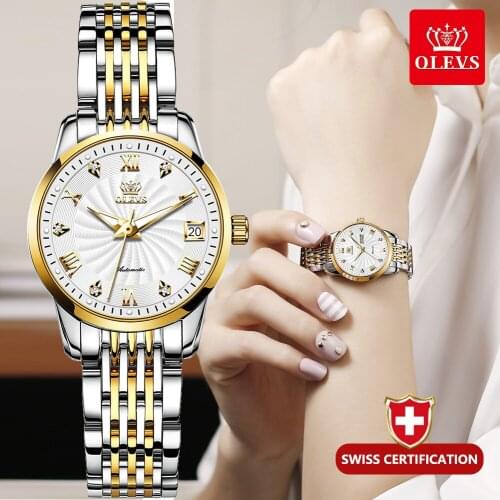 OLEVS watch automatic womens mechanical watches diamond elegant female waterproof stainless steel ladies watches brand luxury