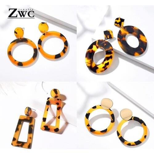 Bohemia Resin Leopard Oval Dangle Drop Big Earrings for Women 2020 Simple Geometric Earrings Fashion Female Acrylic Jewelry