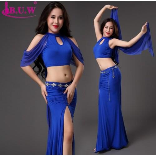 2018 New B.U.W branded Womens belly dance set costume belly dancing clothes bellydance Top+skirt suits 8221