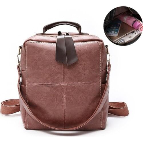 Womens Leather Backpack for Girls Female Anti-theft Backpack Large Capacity Briefcase for Teens School Fashion Travel Bag M122