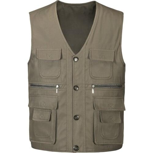 Large Size Multi-pockets Both Side Wear Vest Men Tactical Photography Director Sleeveless Jacket Casual Fishing Hiking Waistcoat