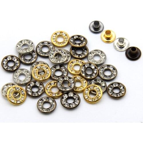 100pcs/pack 4 colors 9mm round metal brass rhinestone eyelets crystal diamond grommets glass eyelets free shipping RE-9mm-001