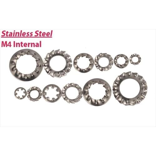 ! 1000PCS M4 Internal 304 STAINLESS STEEL Internal/External Shakeproof Tooth Serrated Lock Washers