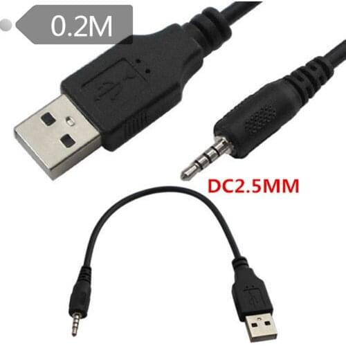 20cm 2.5mm Male Jack Plug to USB 2.0 Male Data Extender Audio Cable for MP3 Car