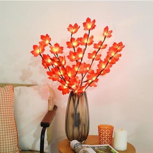 220 LED Simulation Orchid Maple Leaves Branch Light Romantic Vase Filler Flower Willow Branch Light Christmas Holiday Decoration
