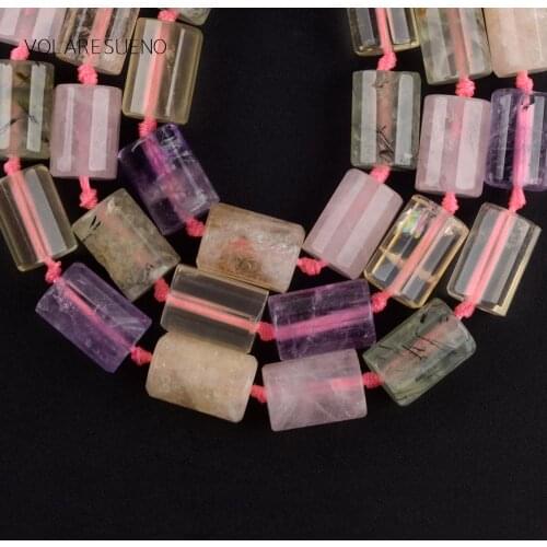 5*10mm Color Quartz Crystal Stone Natural Stone Column Shape Beads Spacer Loose Beads For Jewelry Making Diy Bracelet Strand 15"