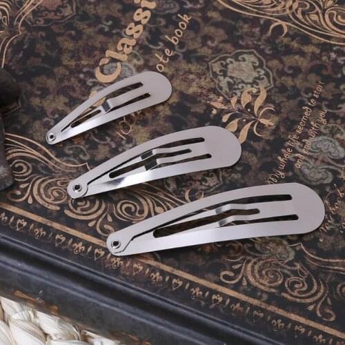 50pcs Silver Tone Snap Hair Clips Craft Bow Headwear Decoration DIY 4/5/6cm M76F