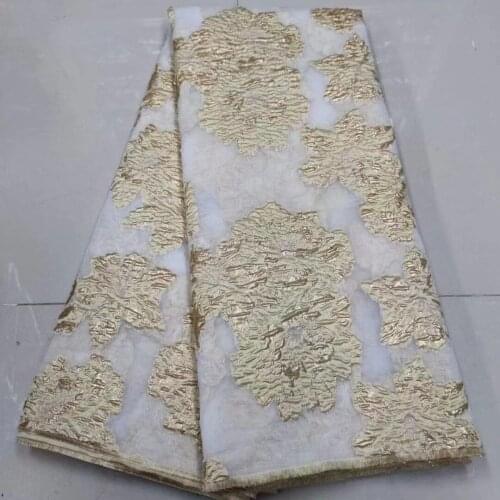 African Brocade Lace Fabric High Quality Jacquard Dress Material Nigerian Flora Tissus Organza Net Tulle Cloth For Sewing JJO2
