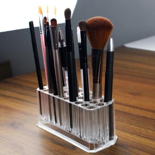 26 Holes Acrylic Makeup Organizer for Cosmetic Pen Storage Box Stand Makeup Brush Holder Eyebrow Pencil Organizer for Girl/Lady