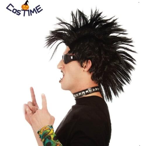 80s Rockstar Mohawk Hair Rock N Roll Crazy Spirit Heavy Metal Rock Band Singer Spiky hair Halloween Party Costume Accessories