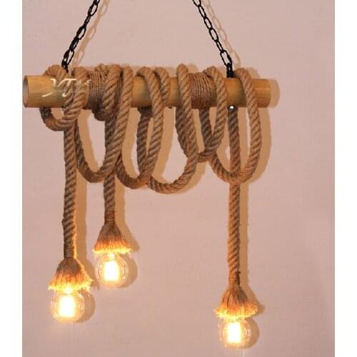 American LOFT Retro Industrial Hemp Rope pendant light Living Room Restaurant bar hanging lamp Fixture 110-240V