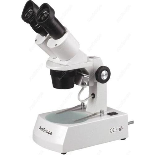 Binocular Stereo Microscope--AmScope Supplies 10X-20X-40X Binocular Stereo Microscope with Top and Bottom Lights