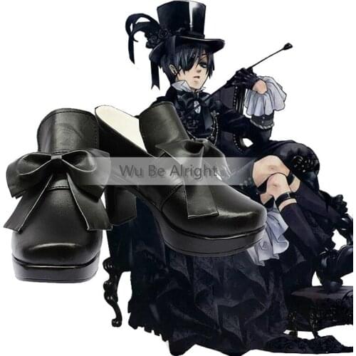 Anime Black Butler Cover Ciel Phantomhive Black Cosplay Shoes Halloween Carnival Party Accessories Props Cos Custom-made