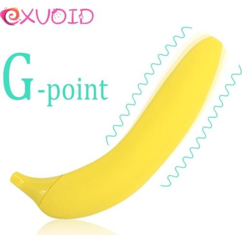 EXVOID Banana Shape Long Dildo Vibrator Sex Toys for Woman Silicone Heating AV Stick G Spot Massager Adult Products